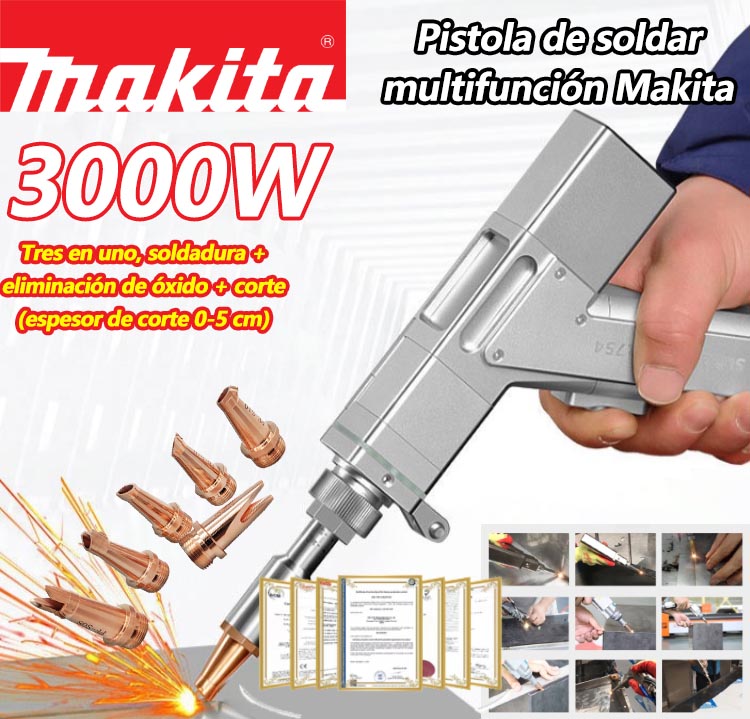 Pistola de soldadura láser multifunción de 3000 W (soldadura de oro/plata/cobre/hierro/aluminio/acero inoxidable), tres en uno, soldadura + eliminación de óxido + corte (grosor de corte 0-5 cm)