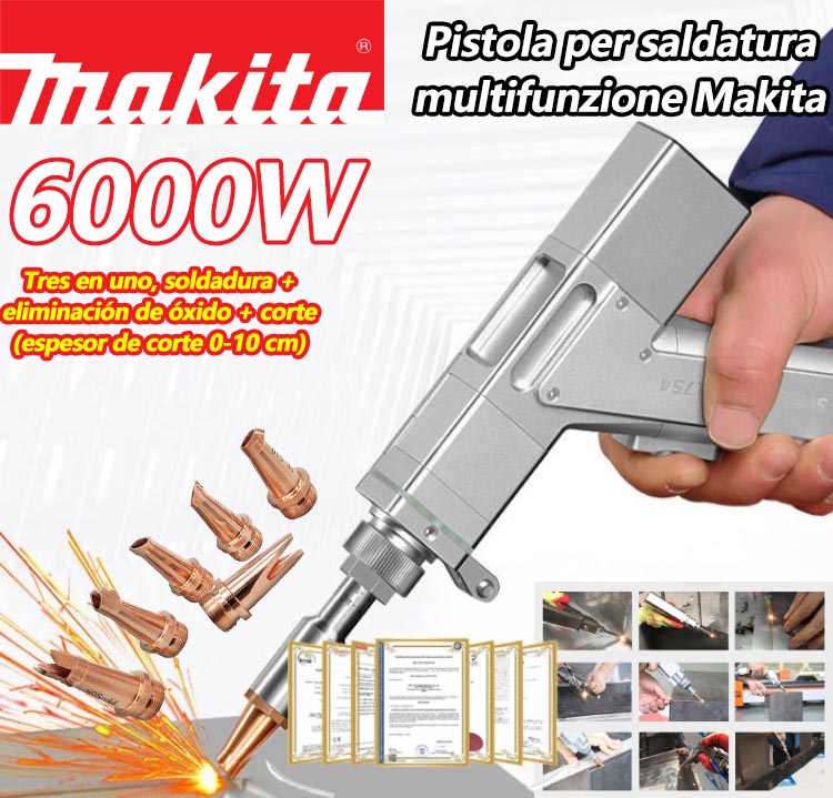 Pistola de soldadura láser multifuncional de 6000 W (soldadura de oro/plata/cobre/hierro/aluminio/acero inoxidable), tres en uno, soldadura + eliminación de óxido + corte (espesor de corte 0-10 cm)