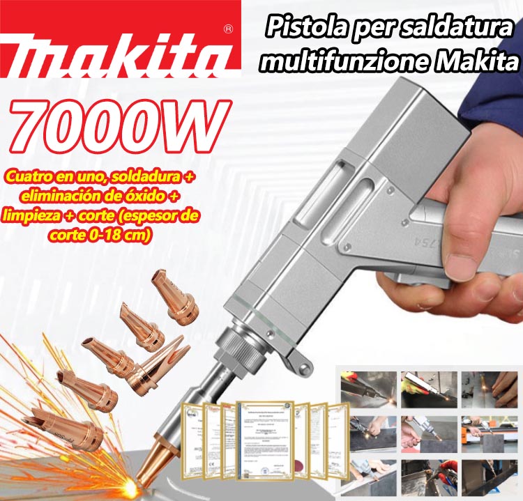 Pistola de soldadura láser multifuncional de 7000 W (soldadura de oro/plata/cobre/hierro/aluminio/acero inoxidable), cuatro en uno, soldadura + eliminación de óxido + limpieza + corte (espesor de corte 0-18 cm)