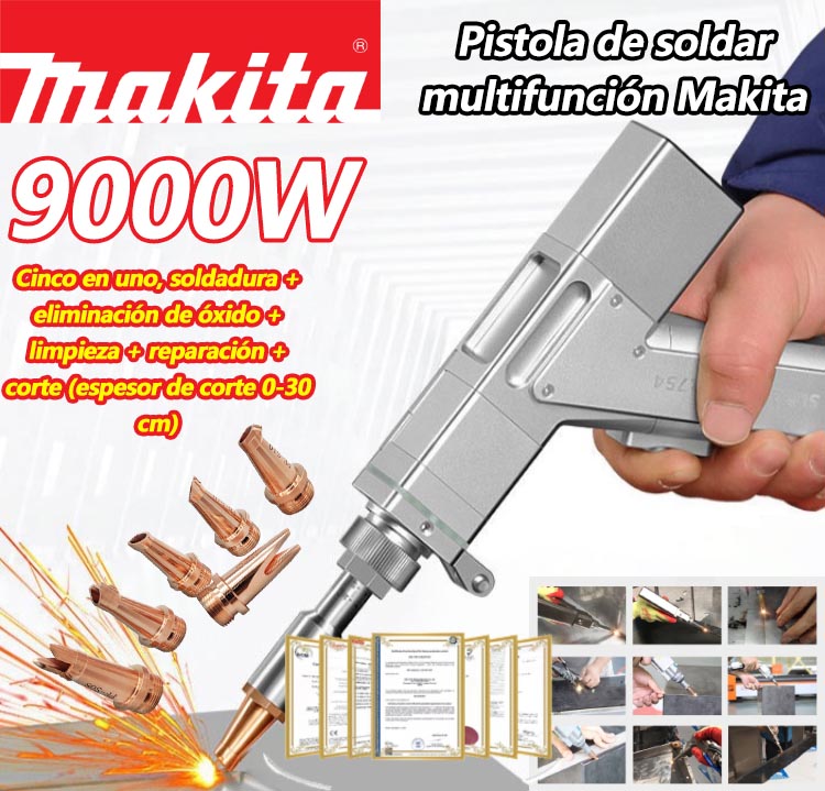 Pistola de soldadura láser multifunción de 9000 W (soldadura de oro/plata/cobre/hierro/aluminio/acero inoxidable), cinco en uno, soldadura + eliminación de óxido + limpieza + reparación + corte (espesor de corte 0-30 cm)